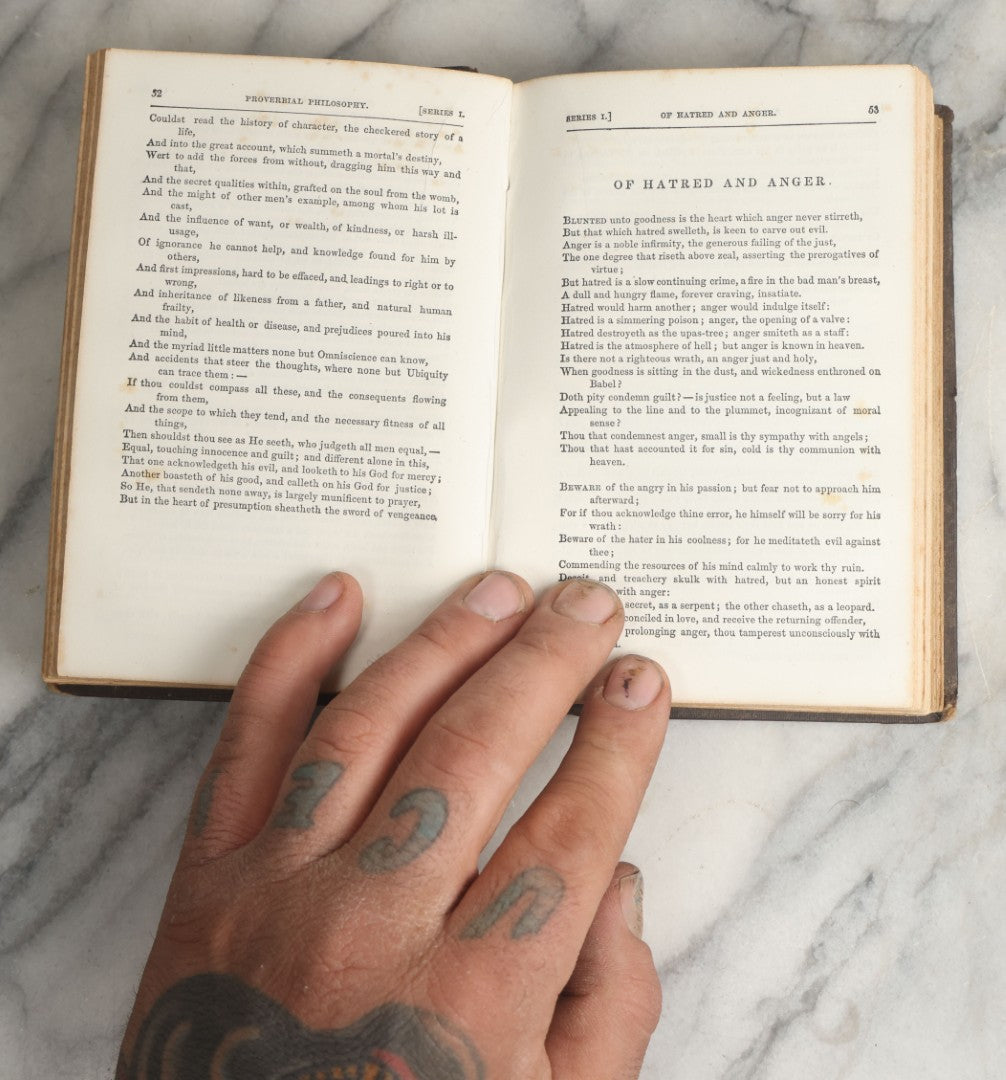 Lot 075 - "Proverbial Philosophy; A Book Of Thoughts And Arguments" Antique Book By Martin Farquhar Tupper, Esquire, First And Second Series In One Volume, Phillips, Sampson, And Company, Publishers, Boston, 1850