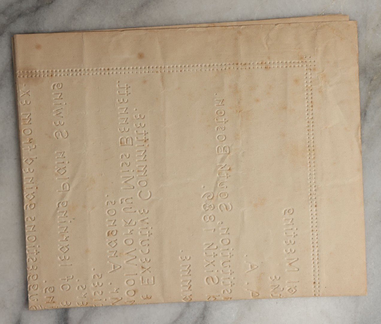 Lot 092 - Antique Program And Agenda For The Fifth Annual Meeting Of The P.I.A.A. At The Perkins Institution For The Blind (Now Perkins School For The Blind), June 5th And 6th, 1889, With Raised Lettering, Held At How Hall, South Boston