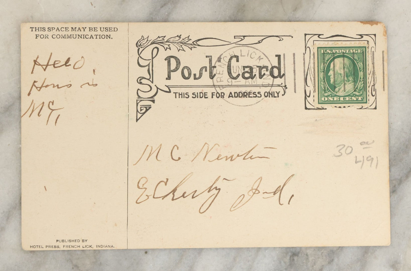 Lot 148 - Antique Pluto Water Devil Mascot Advertising Postcard, French Lick Spring, Indiana, Printed By Hotel Press, French Lick, Indiana