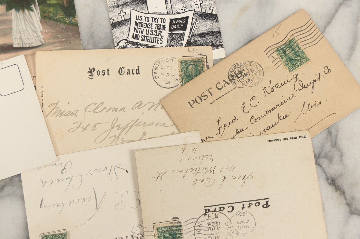 Lot 150 - Grouping Of Thirteen Antique And Vintage Death And Funeral Related Postcards, Including "The Graveyard Is So Too Lonesome, Give Me My Flowers Now"