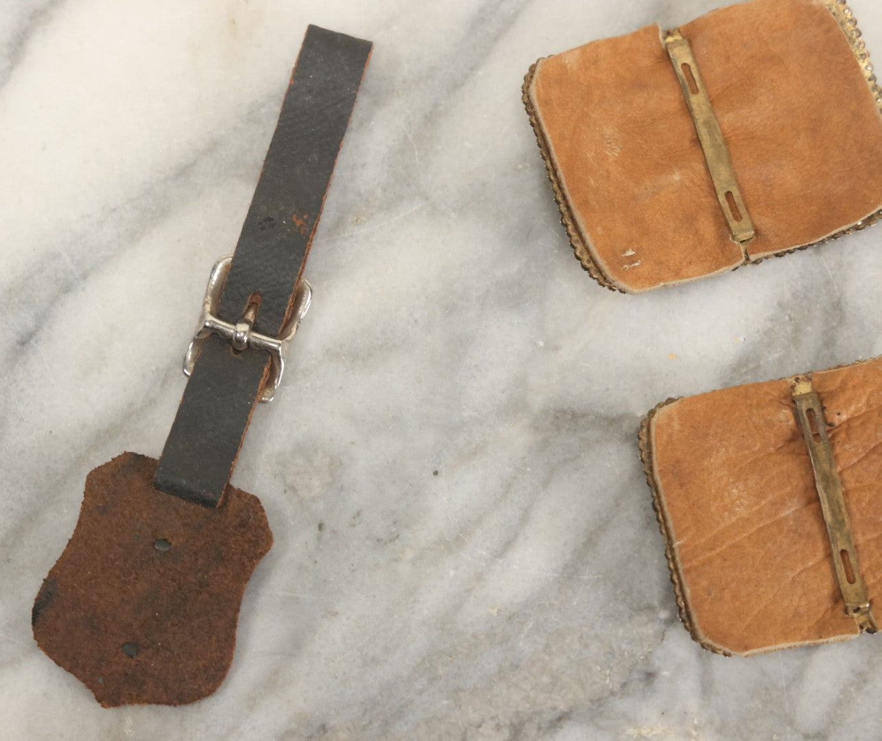 Lot 165 - Four Piece Vintage Grouping Including Two Watch Fobs And Two Blingy Rhinestone Buckles