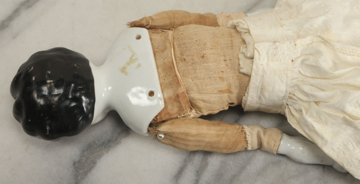 Lot 016 - Antique China Head Porcelain Doll With Half Porcelain Arms And Legs, 16" Tall