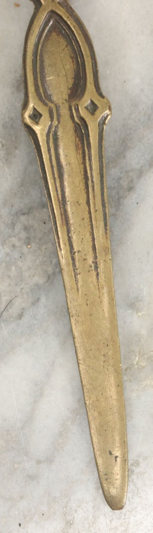 Lot 099 - Antique Cast Metal Sword Dagger Letter Opener With Praying Nun, Virgin Mary Finial