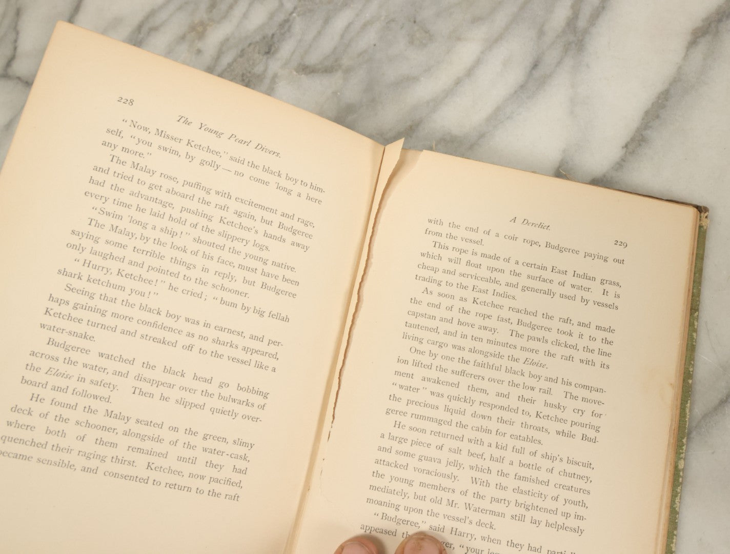 Lot 050 - "The Young Pearl Divers, A Story Of Australian Adventure By Land And Sea", Antique Book By Lieutenant H. Phelps Whitmarsh, Illustrated By H. Burgess, Joseph Knight Co., Publishers, Boston, 1896, (Green Cover With Octopus)