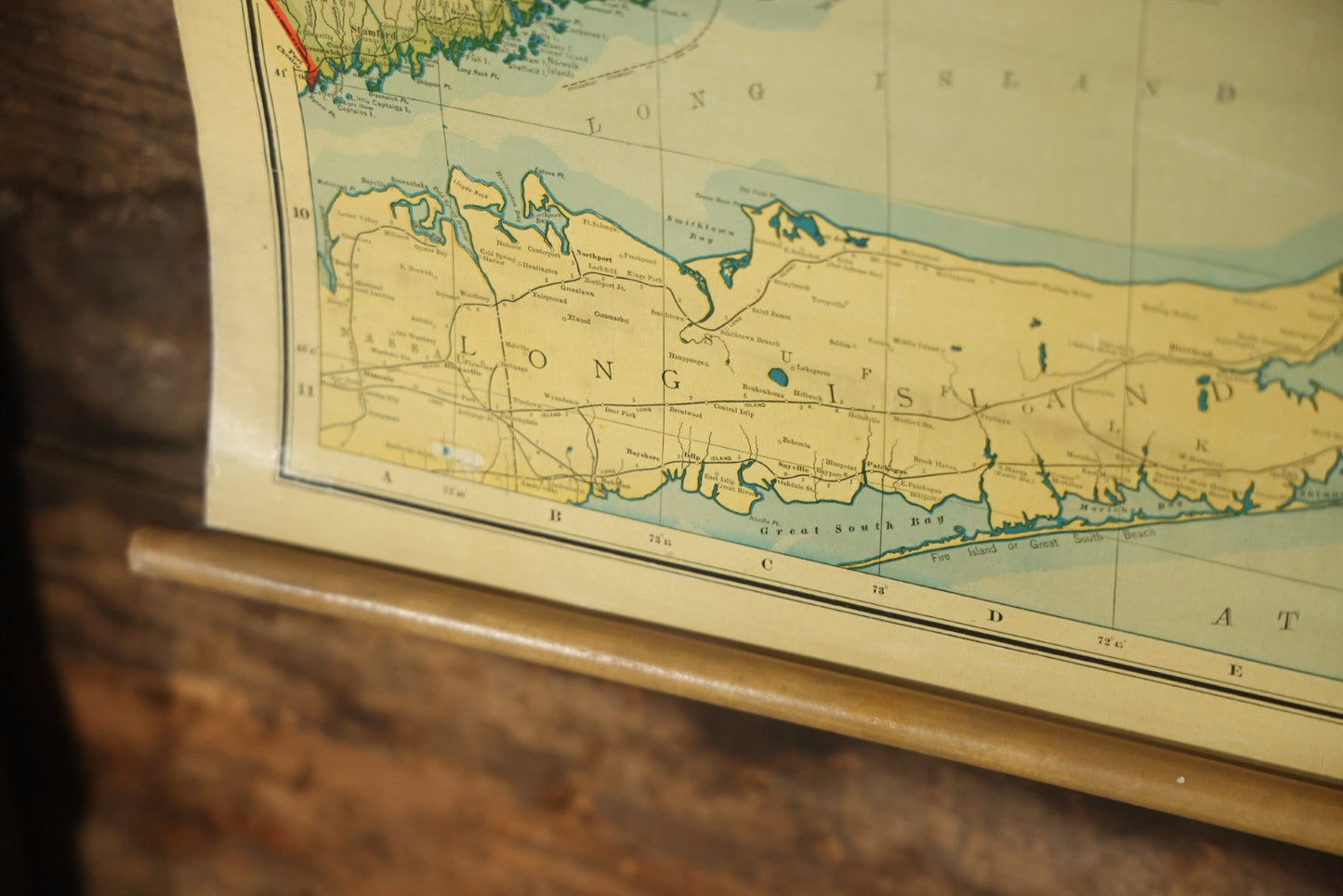 Antique National Publishing Company's Railroad, Post Office, Township And County Map Of Massachusetts, Rhode Island, And Connecticut For 1901, Roll Up Map, Copyright 1900 By The National Publishing Co., Boston, Massachusetts. 38-3/4" x 36"
