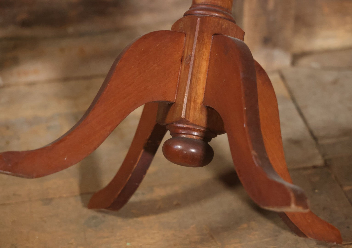 Antique Inlaid Candle Stand Table With Geometric Design, Hexagon Table Top