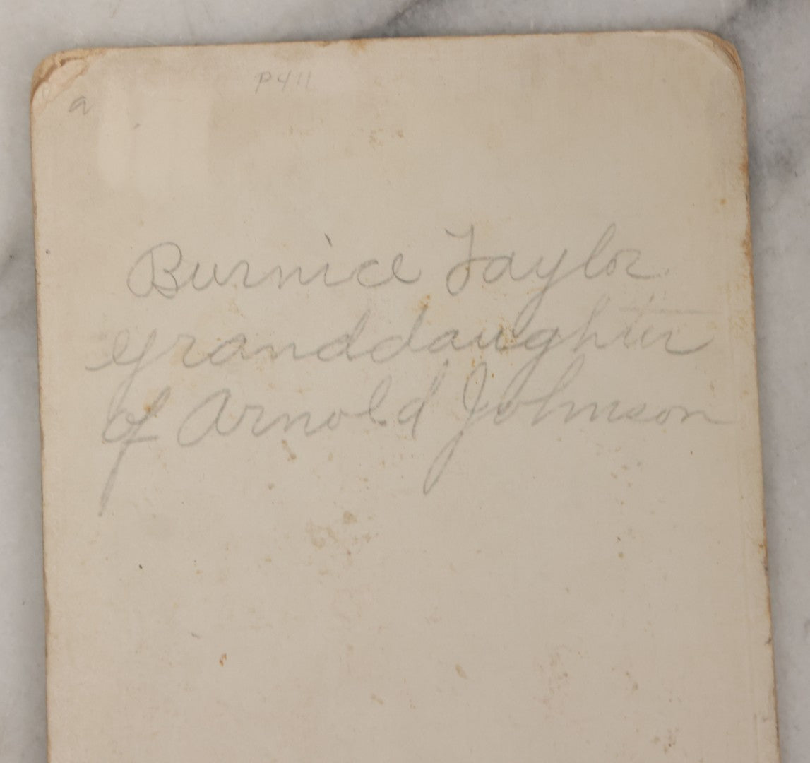 Lot 026 - Antique Cabinet Card Postmortem Photograph Of Young Girl On Funeral Table, Identified As Bernice Taylor, Granddaughter Of Arnold Johnson, From Meader's Art Studio, Williamston, Michigan