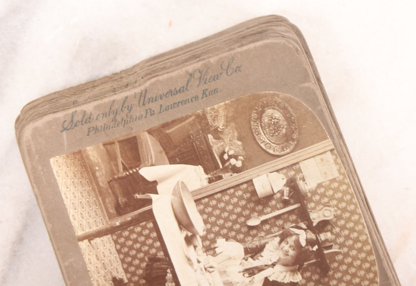 Lot 113 - Antique Grouping Of 11 Sequential Comic Photo Stereocards In Which Mr. Turtledove Is Caught Philandering With His And His Wife's New French Cook, Copyright 1902, By William H. Rau, Sold Only By Universal View Co., Philadelphia, Pennsylvania