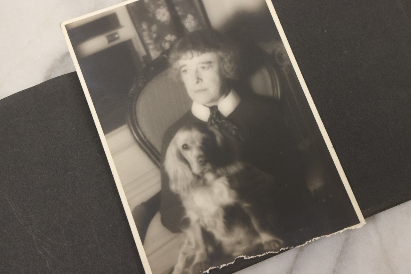 Lot 051 - Antique Snapshot Photo Album With 30+ Photographs Mostly Of Beloved Pets Including Dogs Named Beau, Naw, Ted, And Taffy, Cats Named Angel And Boo, And A Horse Name Rachet, Photos Taken In And Around Lily Pond, East Hampton, New York
