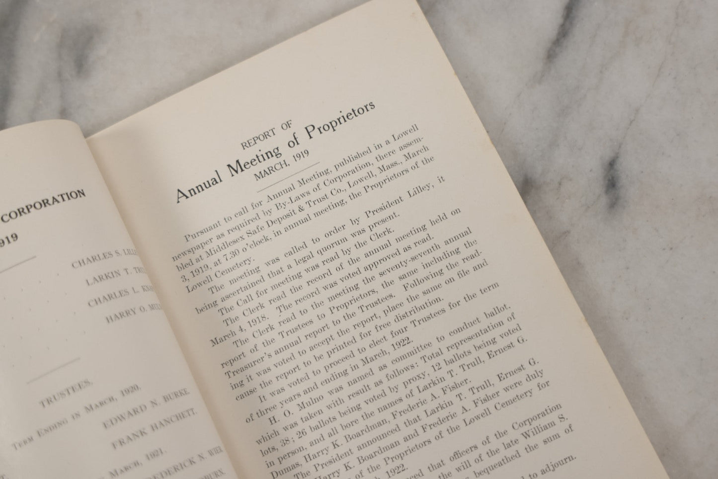 Lot 229 - Antique Ephemera Booklet, "Lowell Cemetery Annual Report," 77Th Annual Report, With Photos, 1919