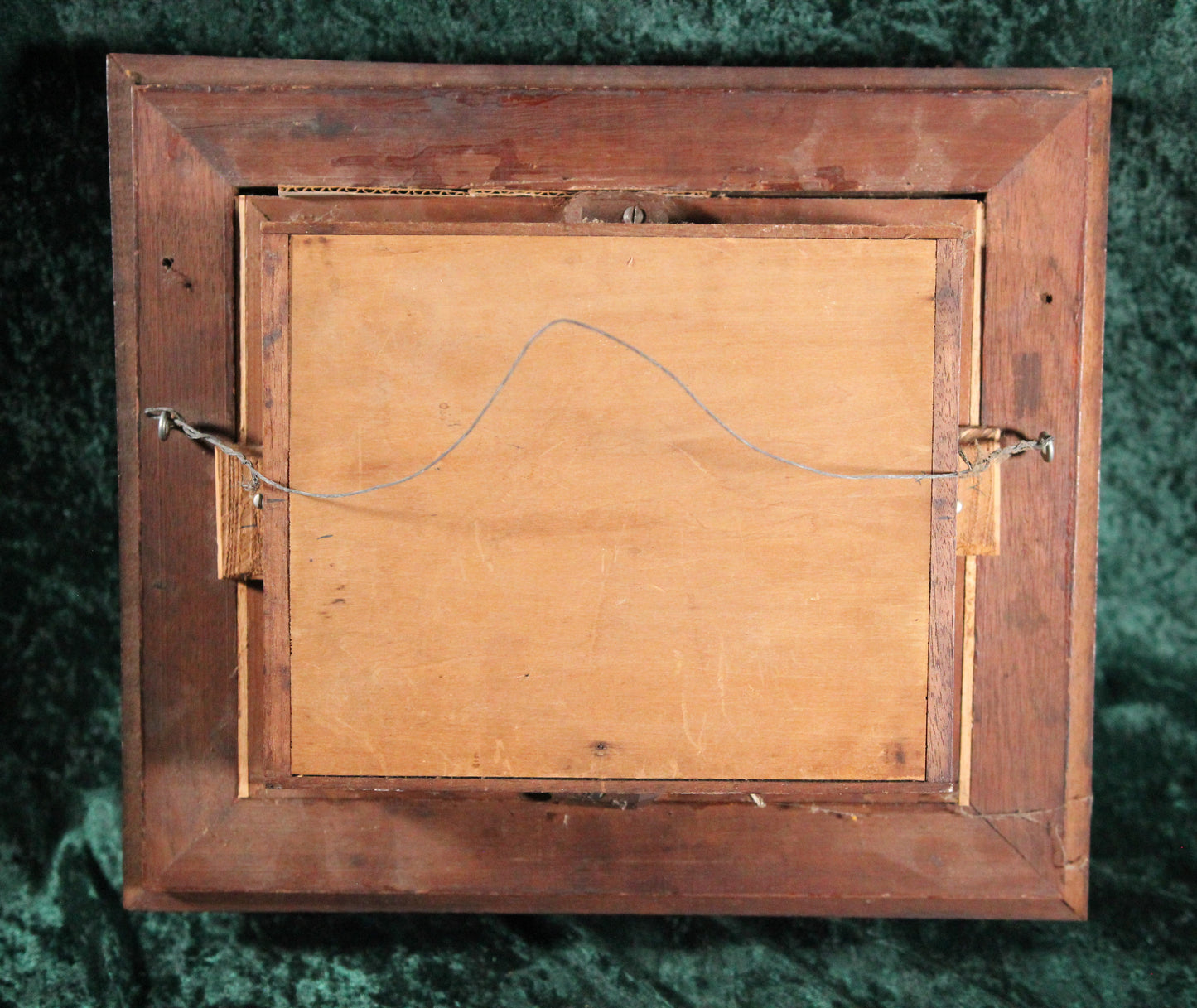 Victorian Red Velvet Memento Mori Hair Art Wreath Shadow Box