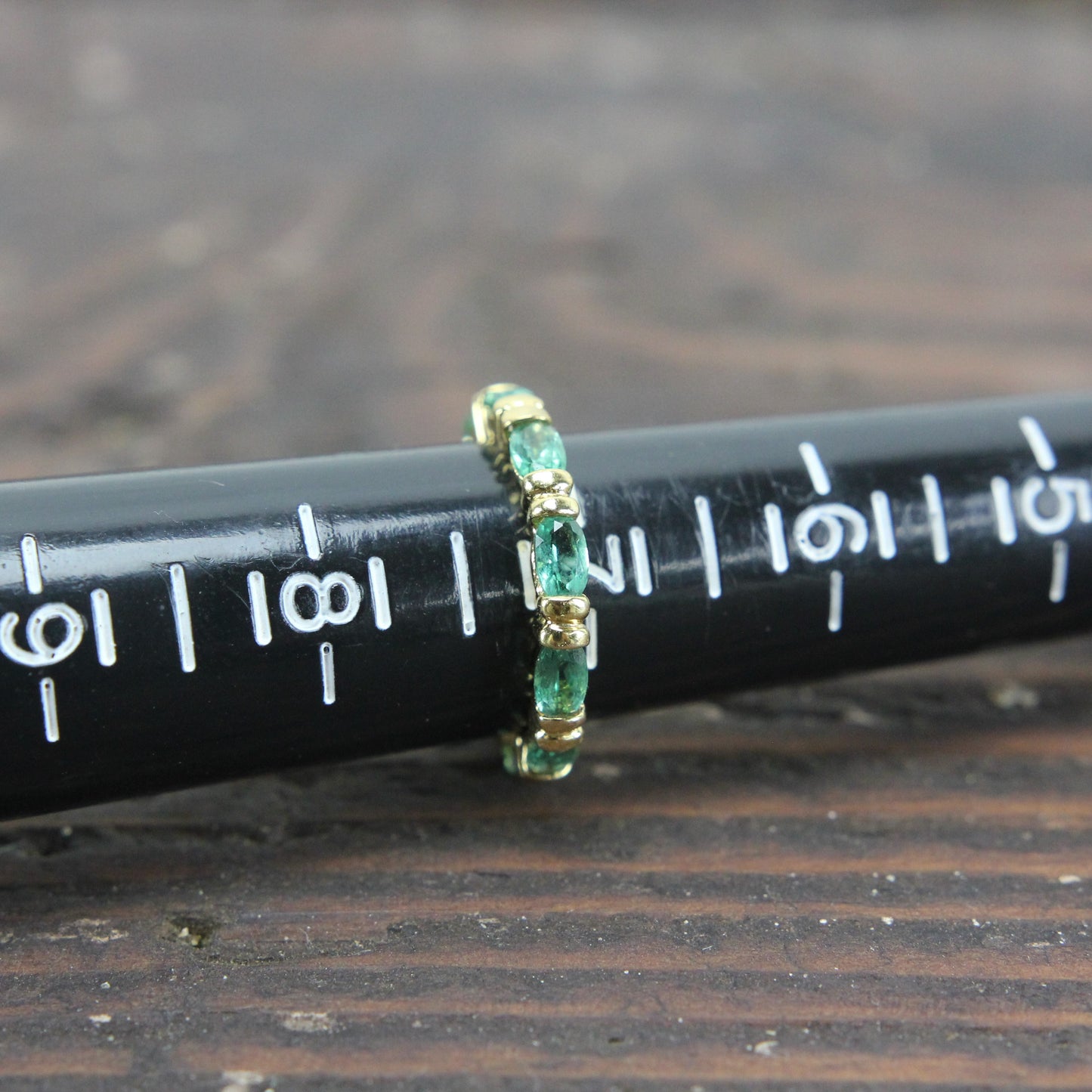 Gold-Toned Sterling Silver Ring with Green Stones - Size 7
