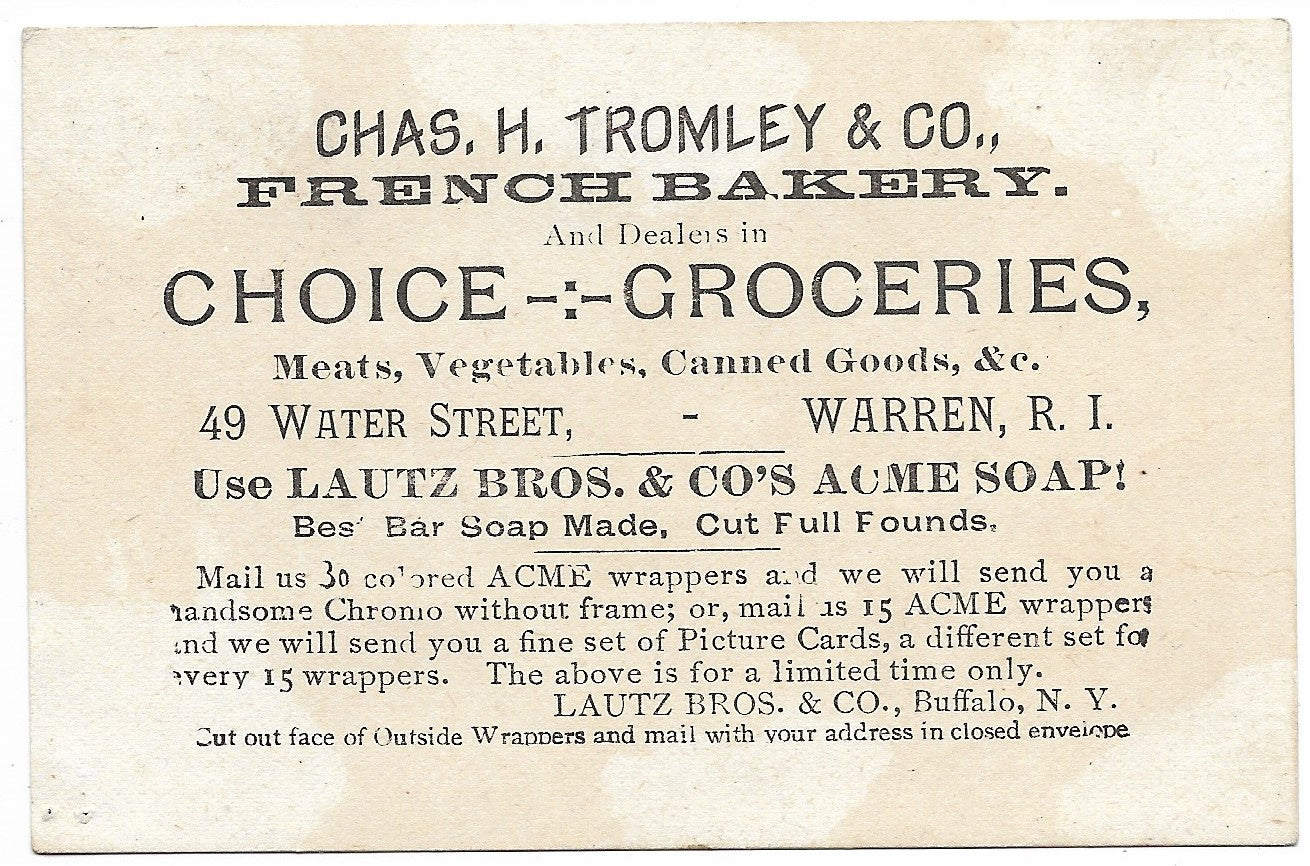 Lautz Bros & Co's Pure and Healthy Soaps (Women) Antique Trade Card, Warren, RI - 2.75" x 4.25"