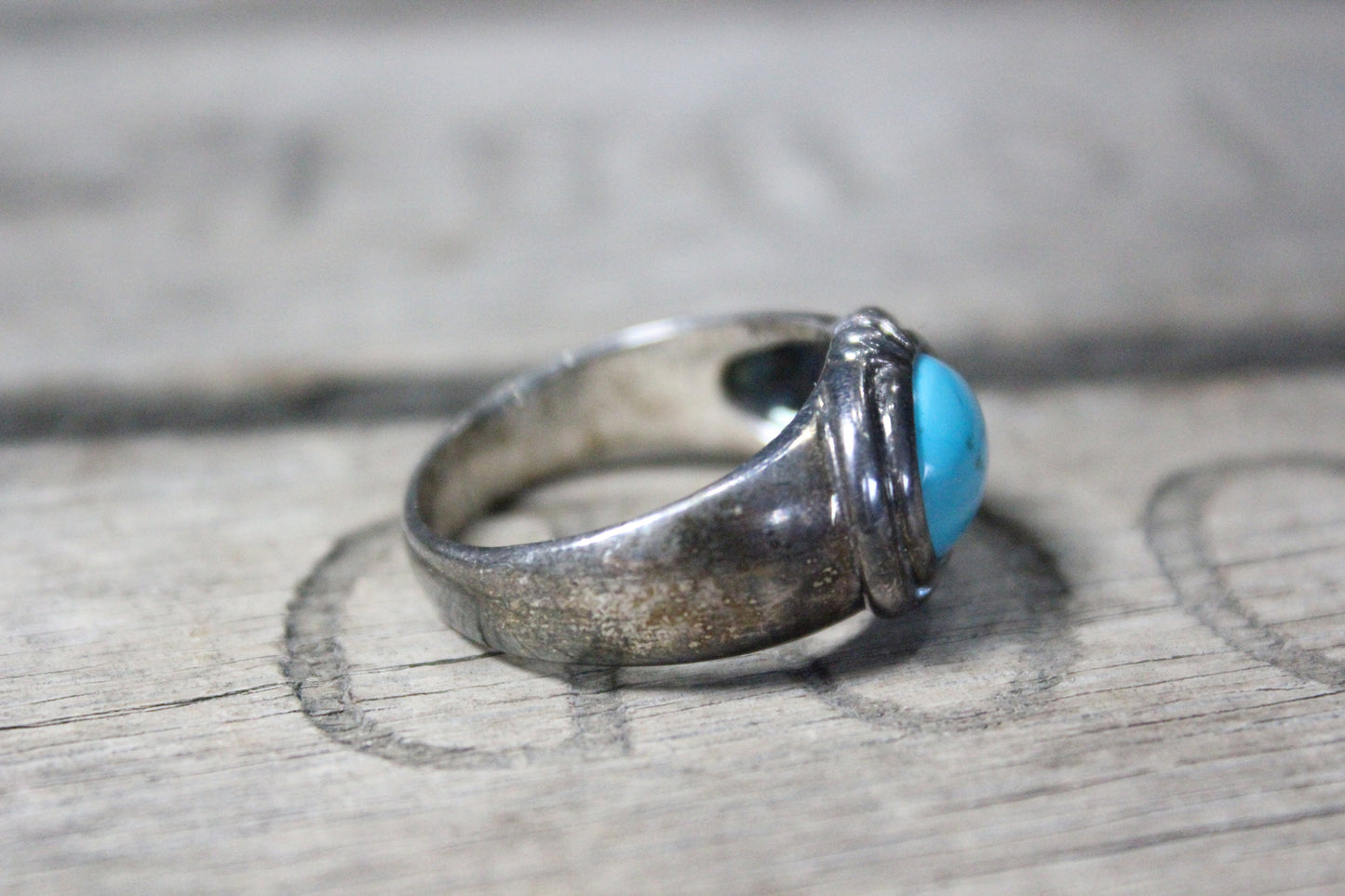 Southwest Sterling Silver Ring with Turqouise Stone, Size 11