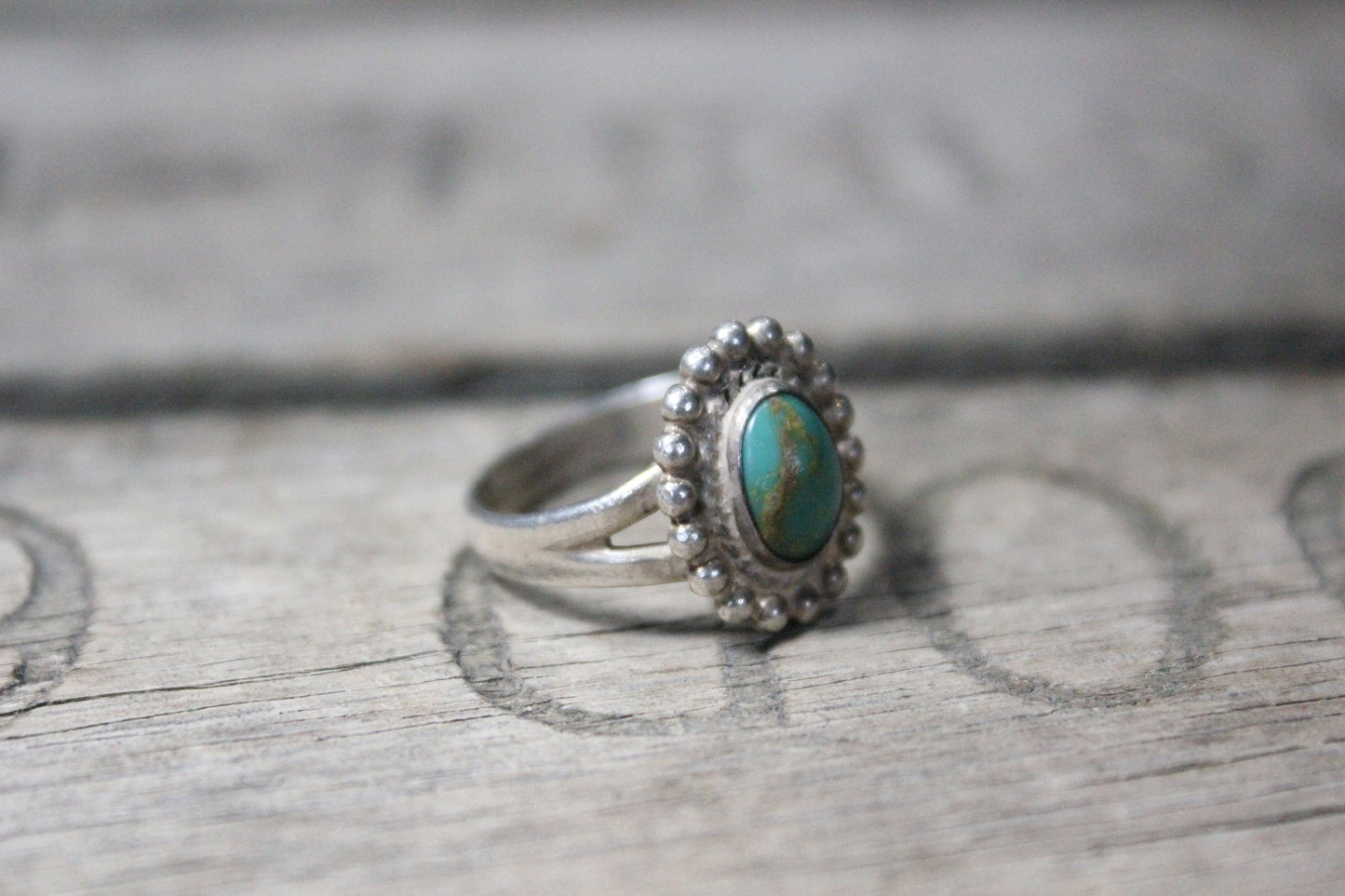 Southwest Native American Sterling Silver Ring with Turqouise Stone, Size 6