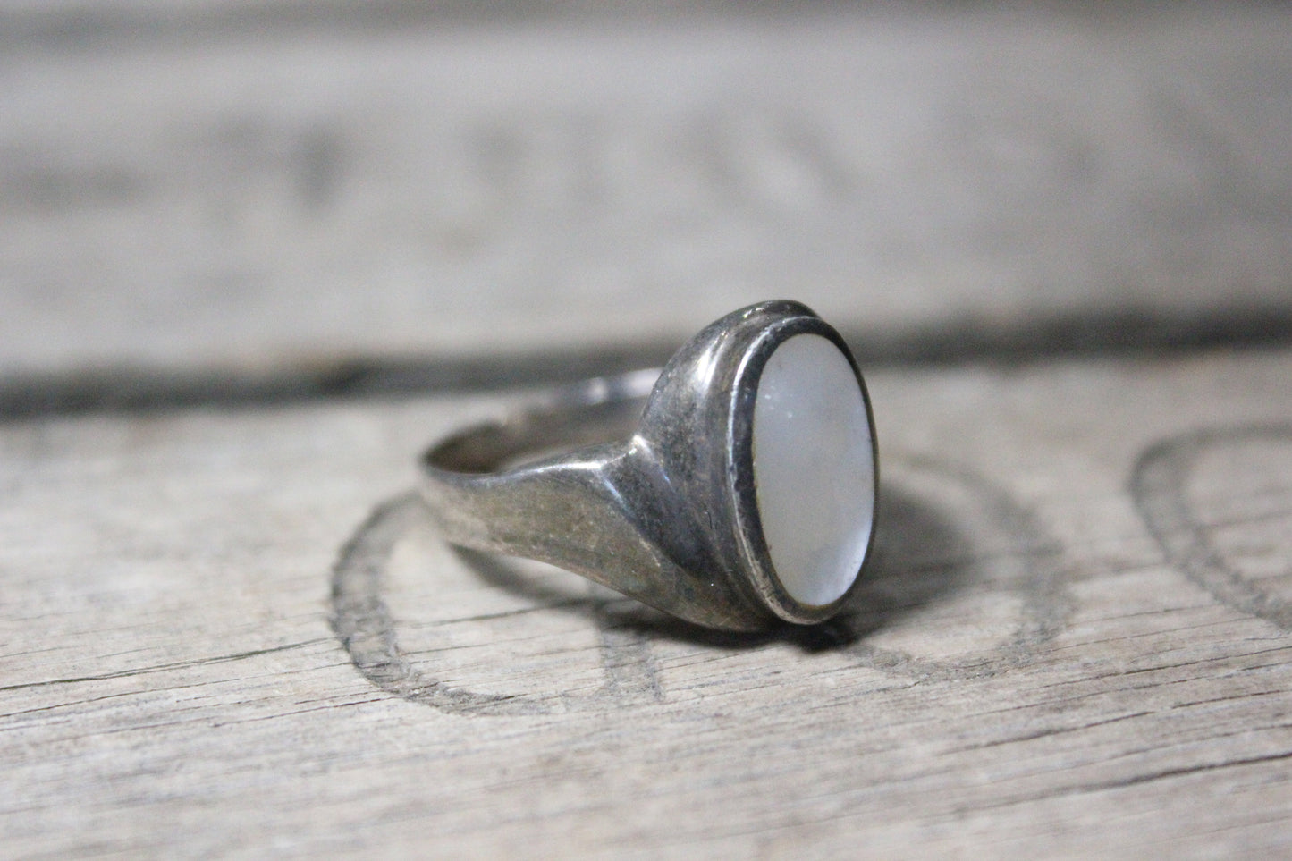 Sterling Silver Ring with Large Opal Stone, Size 9.5