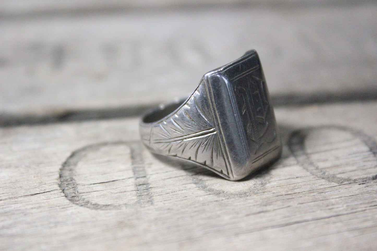 Heavy Sterling Silver P Monogram Ring, Size 11