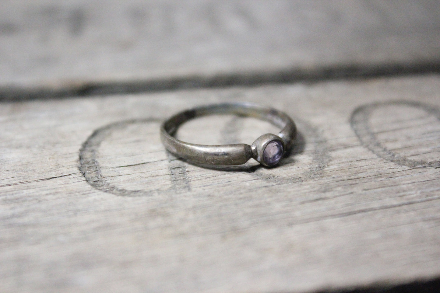 Sterling Silver Ring with Pink Quartz-like Stone, Size 8