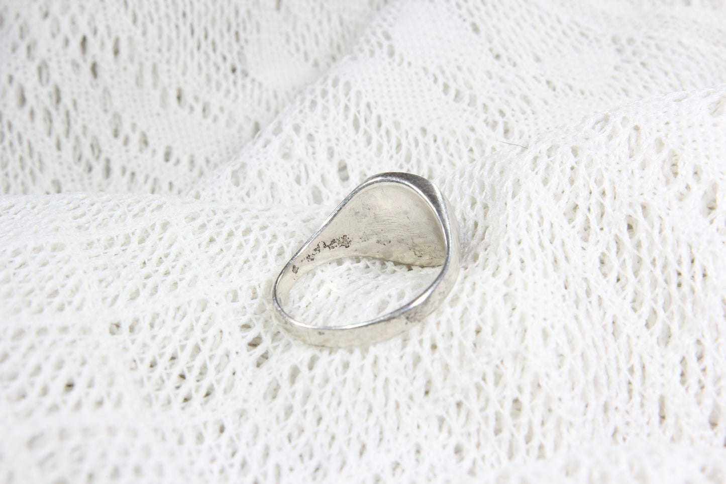 Sterling Silver Ring with Large Malachite Stone, Size 12