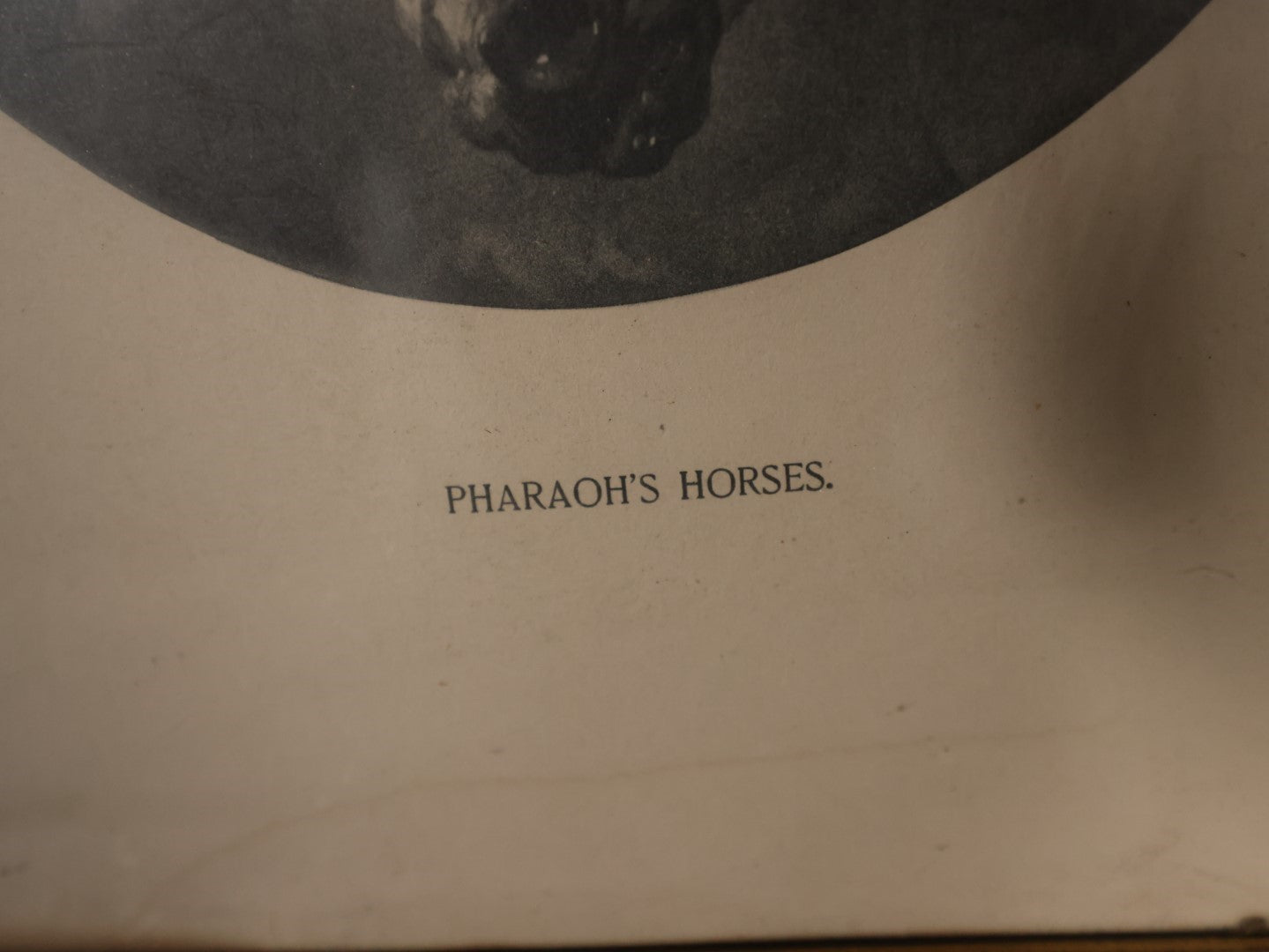 Antique Print Of J.F. Herring's Pharaoh's Horses In Small Gold Frame With Applied Metal Corners