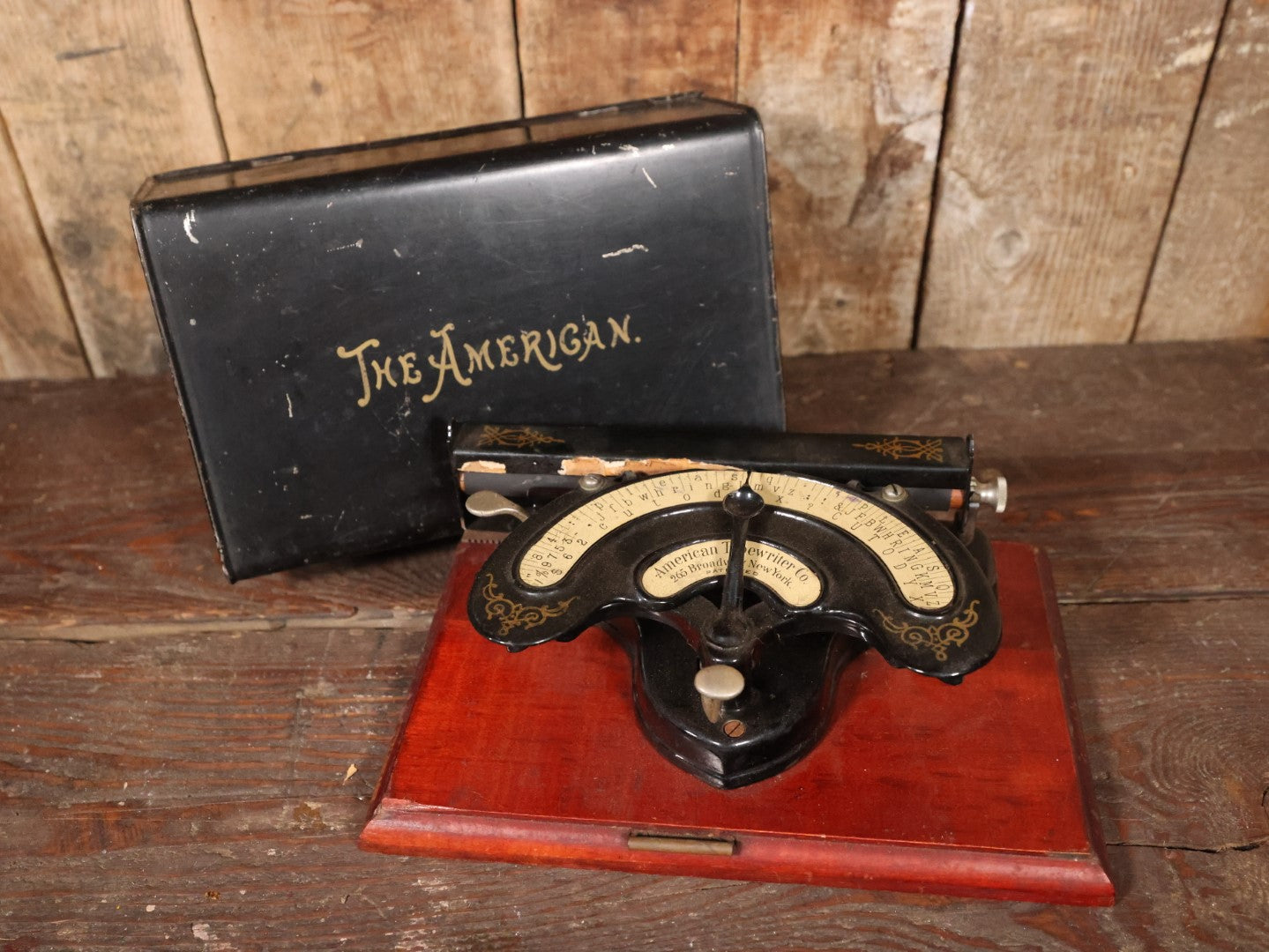 Antique American Typewriter Company Typewriter With Case, Patented, New York, Note Losses To Typeset