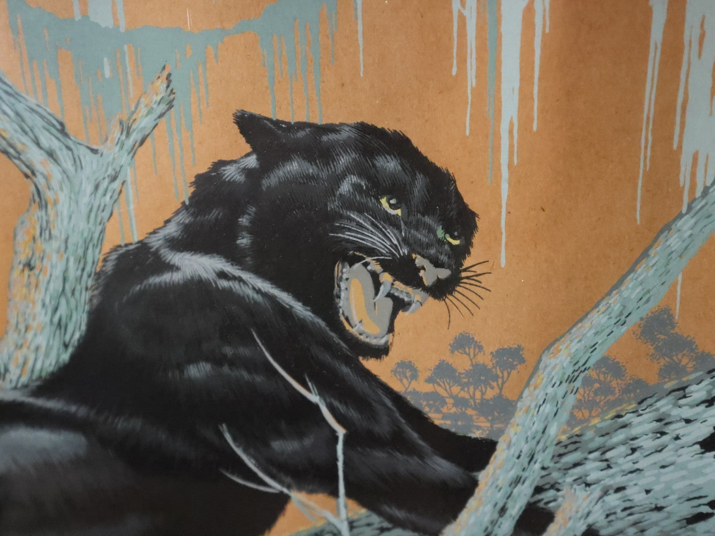 Vintage Mid-Century Serigraph Print Of A Black Panther By James Bunnell (California), 1951