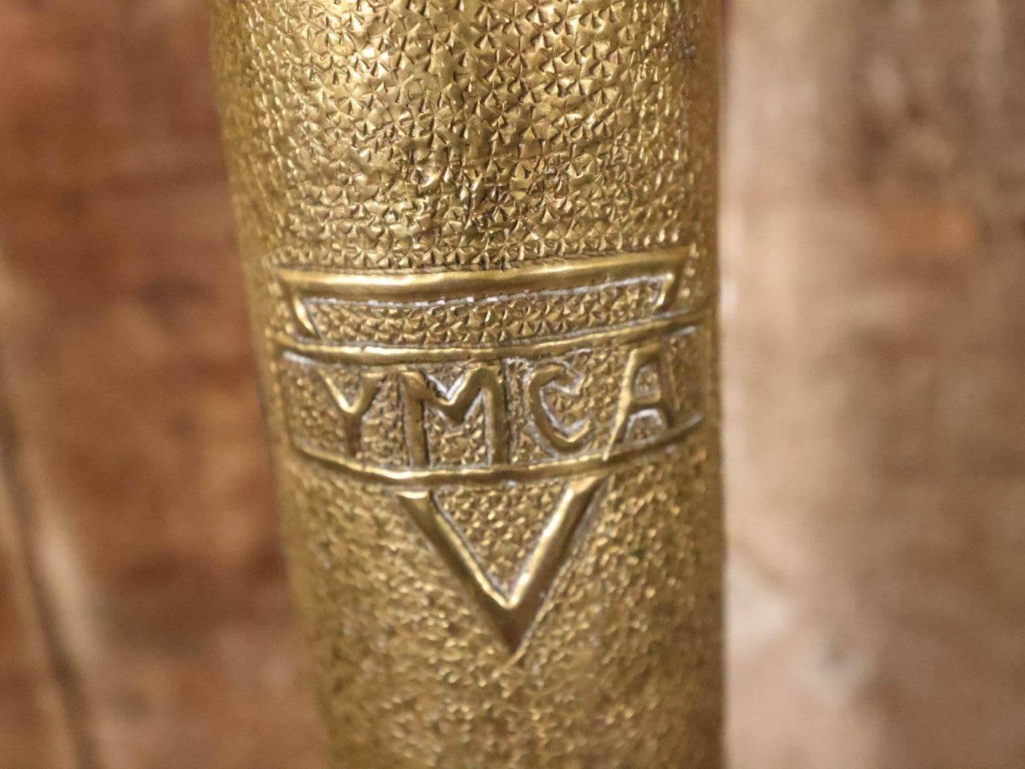 Antique World War One Era Trench Art, "Souvenir From Argonne Forest," With Y.M.C.A. Logo, Note Large Crack In Side