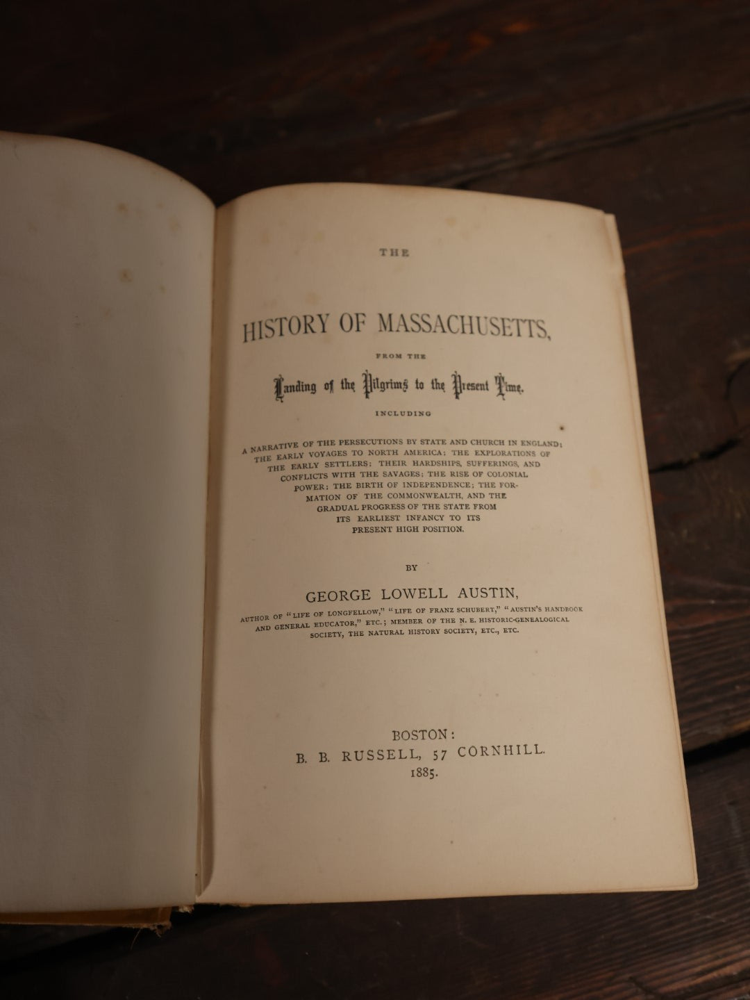 "The History Of Massachusetts From The Landing Of The Pilgrims To The Present Time" By George Lowell Austin, 1884 Edition, Antique Book, Illustrated