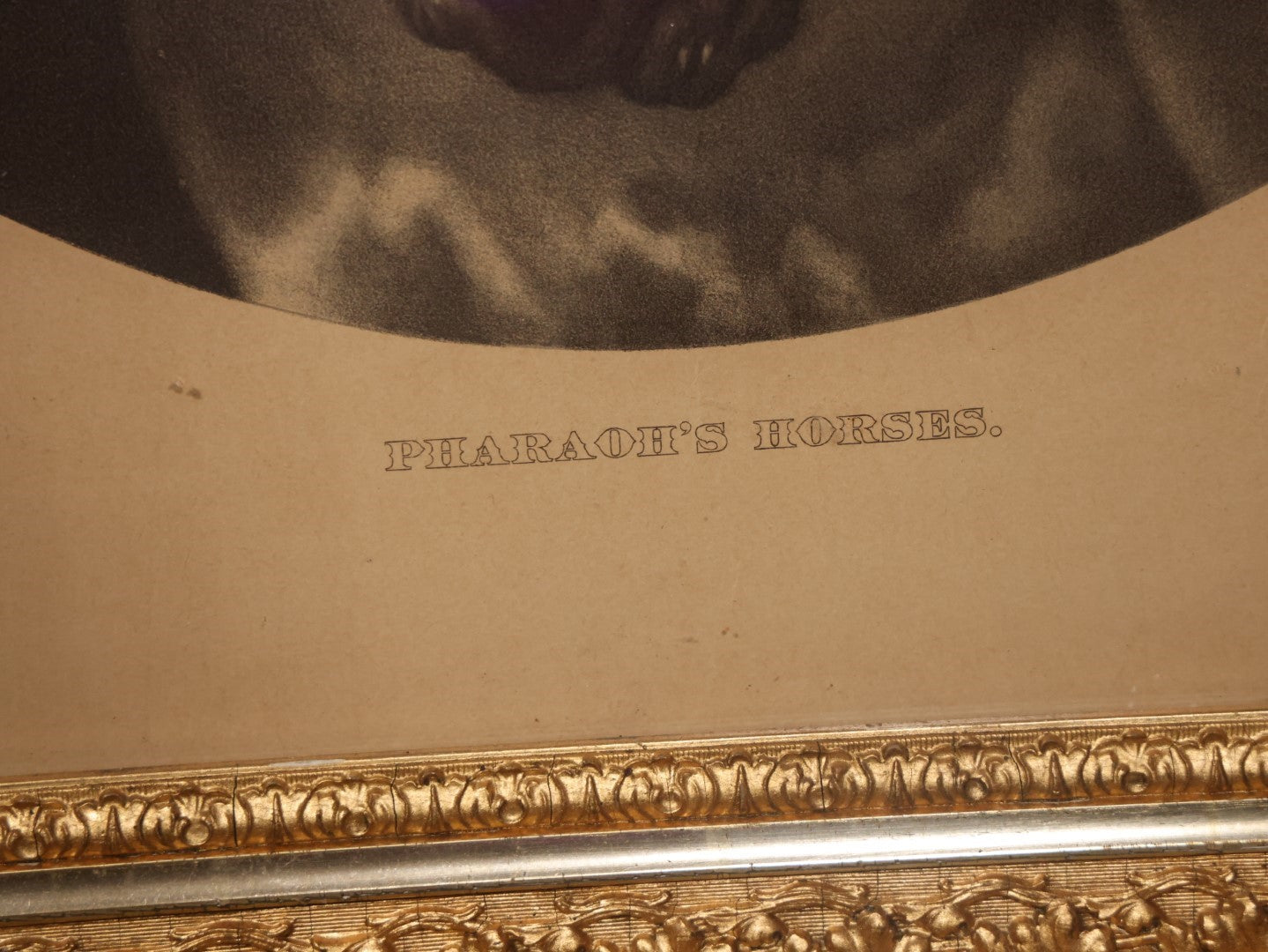 Oversized Print Of J.F. Herring's Pharaoh's Horses In Large, Ornate Gilt Frame