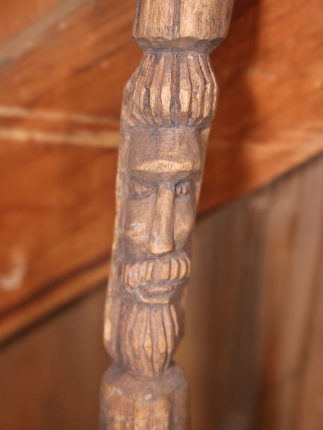 Vintage Carved Jamaican Walking Stick Cane, Signed Dredlox Irie, With Man Smoking Bong, "No Problem"