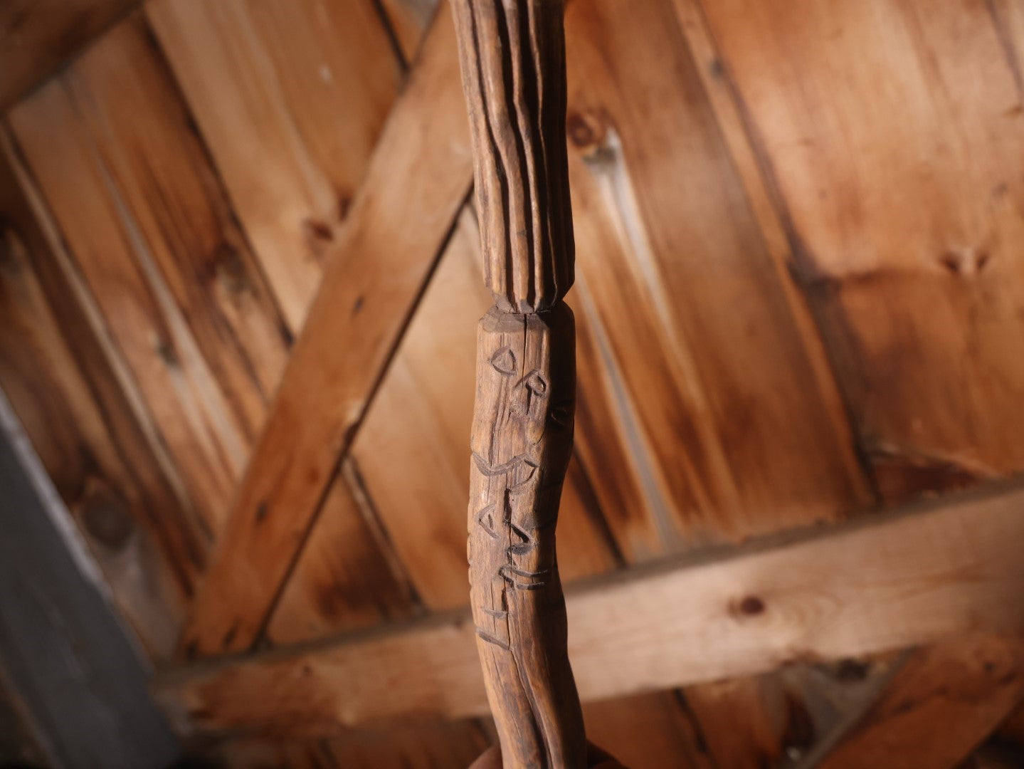 Vintage Carved Jamaican Walking Stick Cane, Signed Dredlox Irie, With Man Smoking Bong, "No Problem"