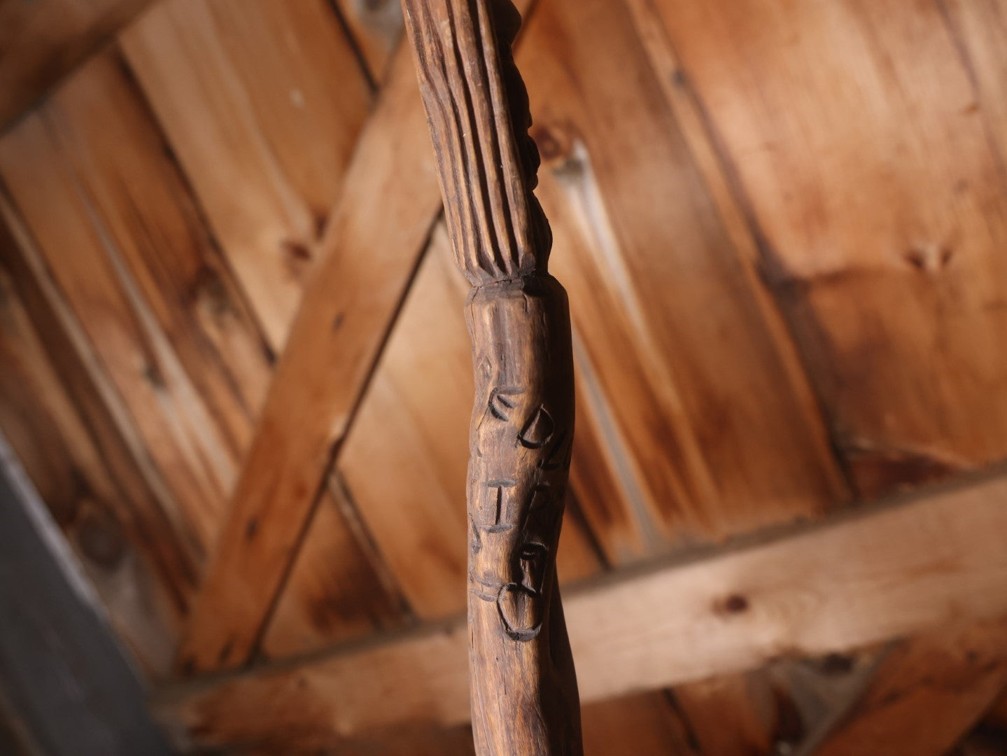 Vintage Carved Jamaican Walking Stick Cane, Signed Dredlox Irie, With Man Smoking Bong, "No Problem"