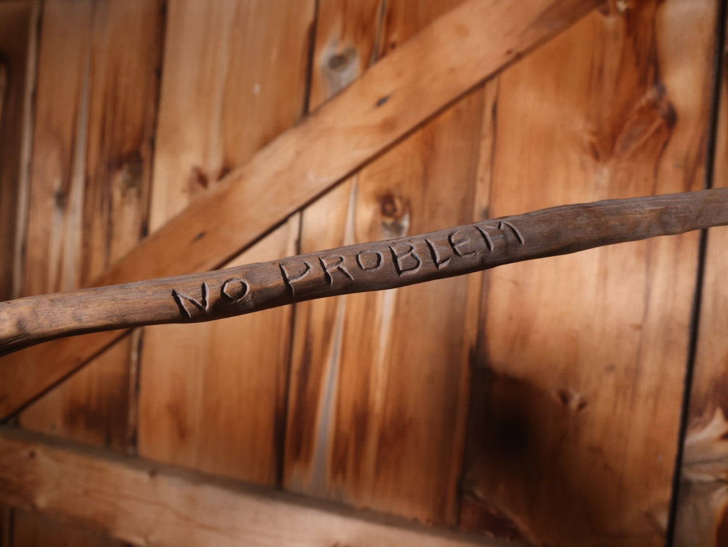 Vintage Carved Jamaican Walking Stick Cane, Signed Dredlox Irie, With Man Smoking Bong, "No Problem"