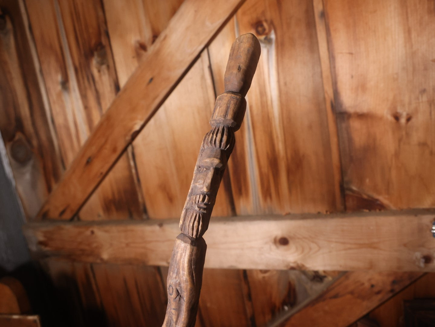 Vintage Carved Jamaican Walking Stick Cane, Signed Dredlox Irie, With Man Smoking Bong, "No Problem"