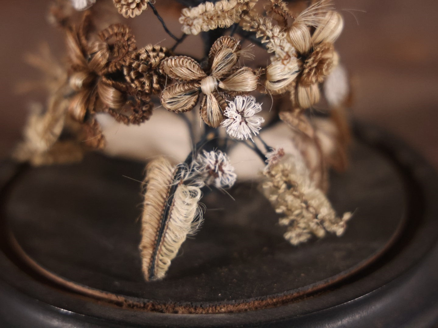 Victorian Human Hair Tree In Glass Cloche Dome With Provenance, Done By Isabella Upham Morse (1849-1927), Containing Hair Of The Upham Family, Circa 1895