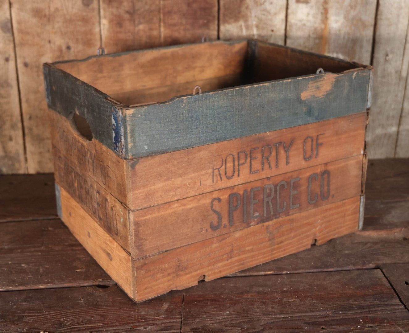 Antique S.S. Pierce & Co., Boston Importers And Grocers, Folding Wooden Crate