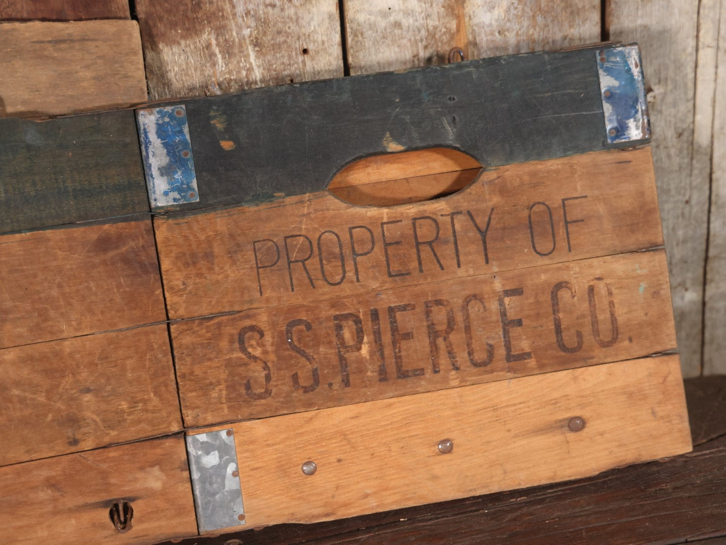 Antique S.S. Pierce & Co., Boston Importers And Grocers, Folding Wooden Crate