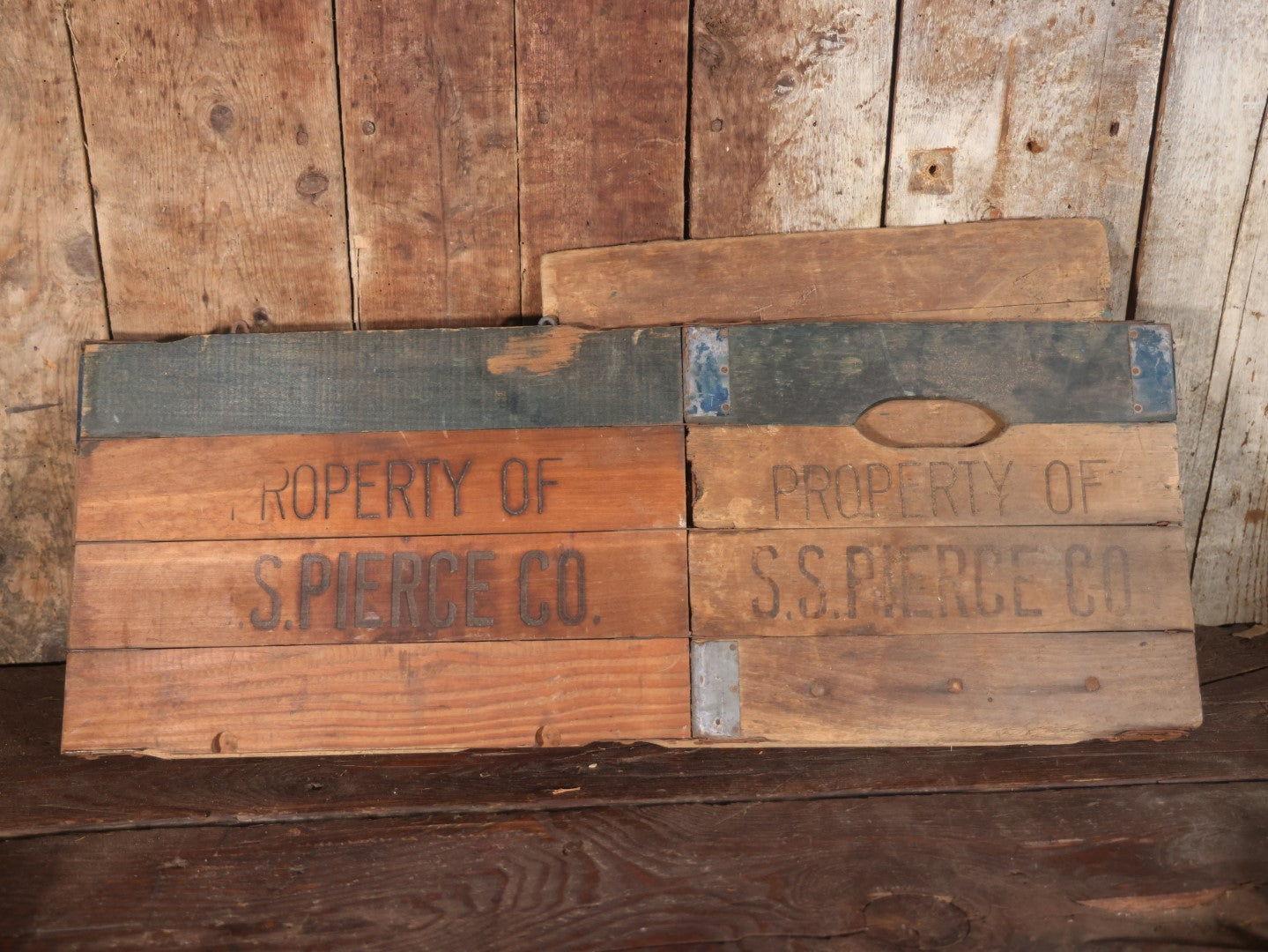 Antique S.S. Pierce & Co., Boston Importers And Grocers, Folding Wooden Crate