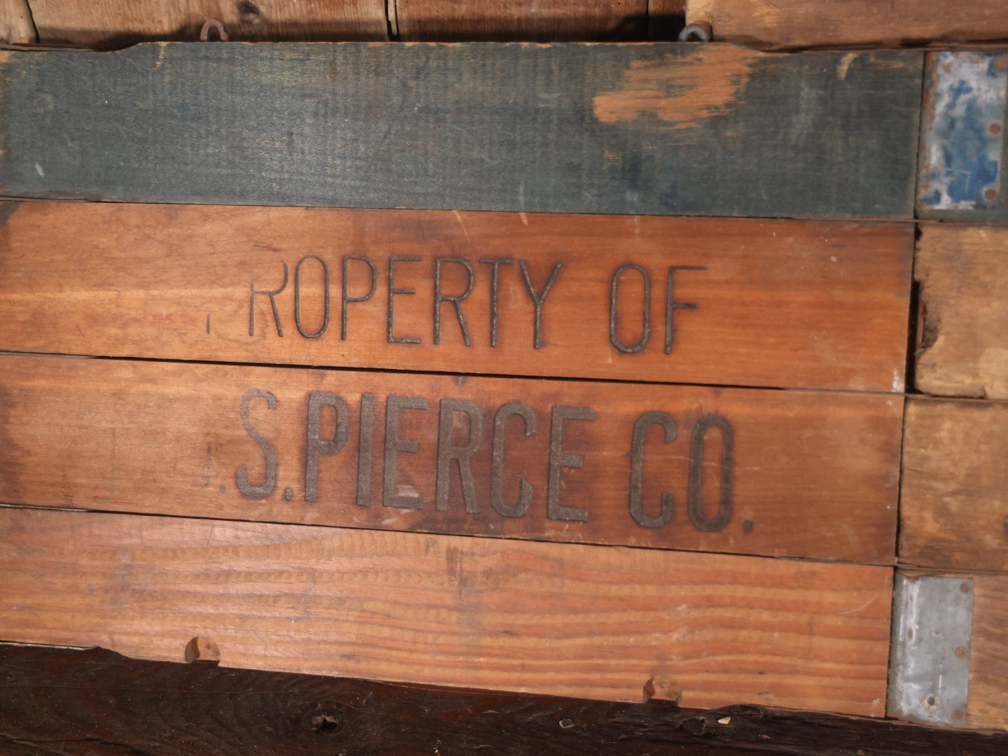 Antique S.S. Pierce & Co., Boston Importers And Grocers, Folding Wooden Crate