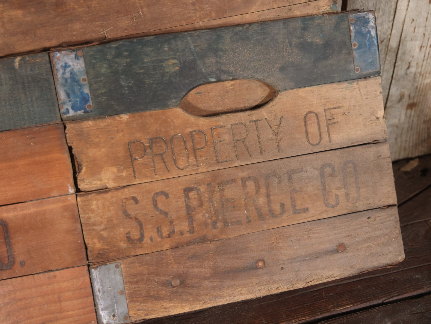 Antique S.S. Pierce & Co., Boston Importers And Grocers, Folding Wooden Crate