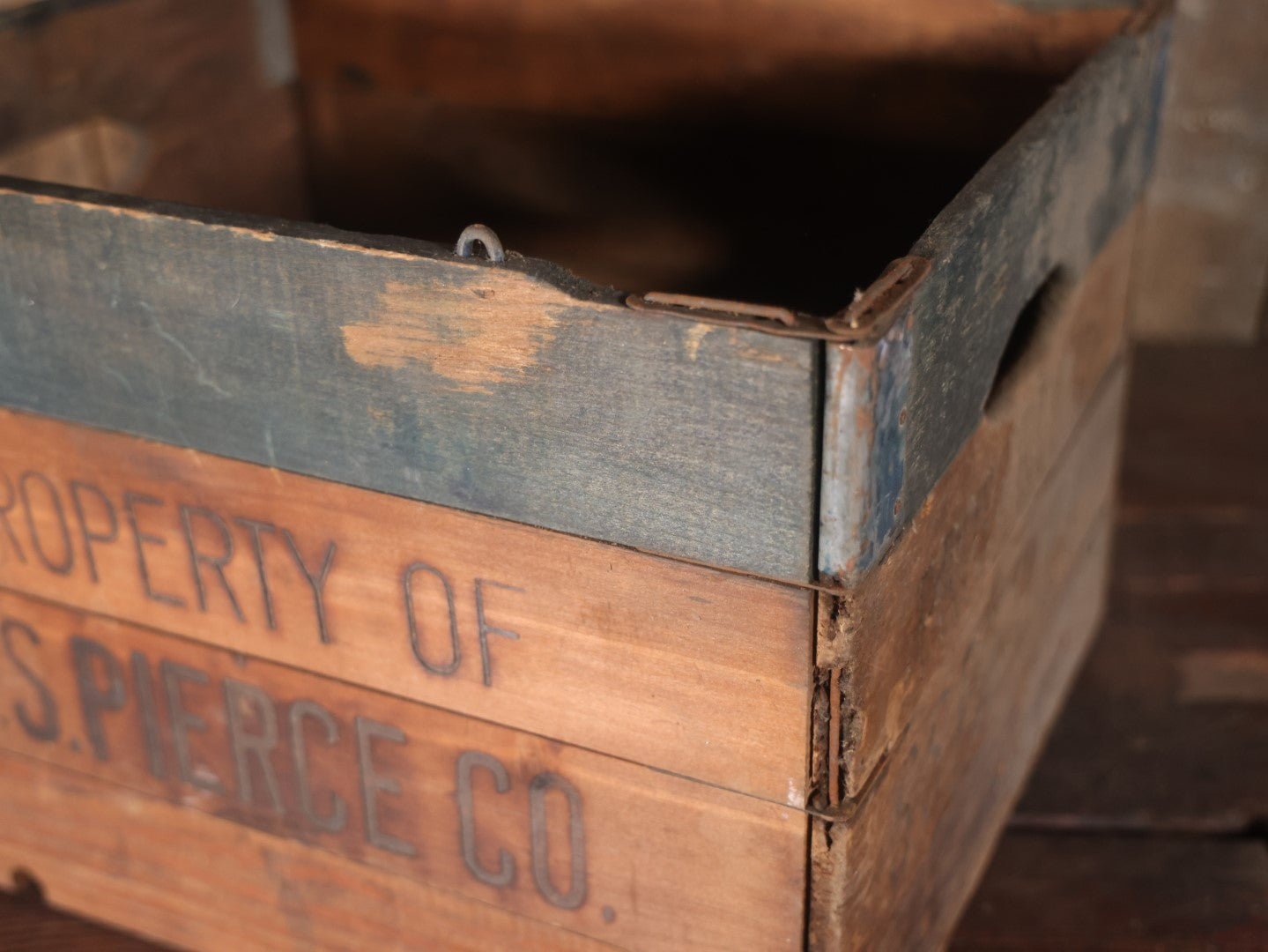 Antique S.S. Pierce & Co., Boston Importers And Grocers, Folding Wooden Crate