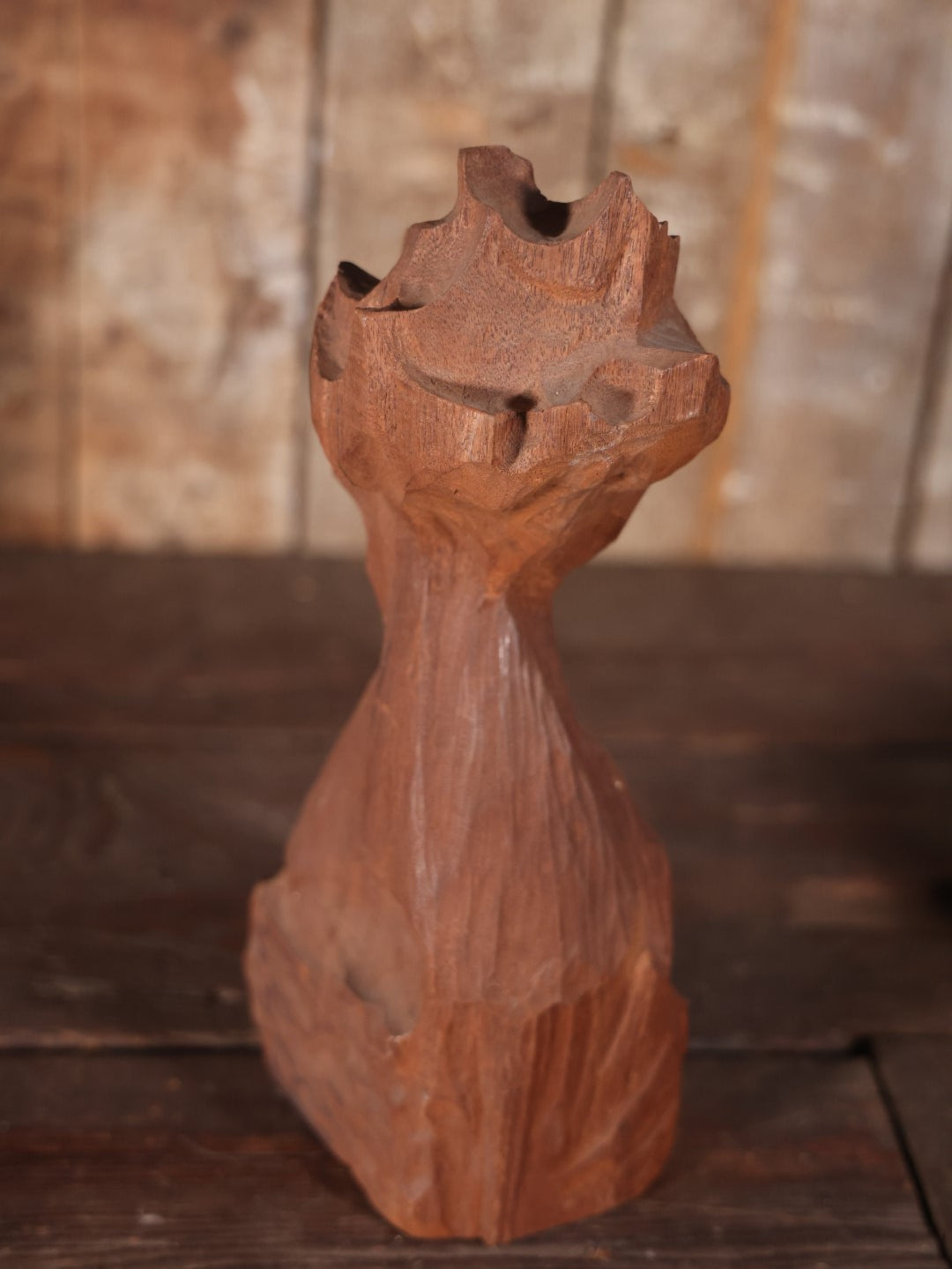 Vintage Abstract Carved Mahogany Wood Sculpture By Diran Dohanian (American, 1931 - 2019)