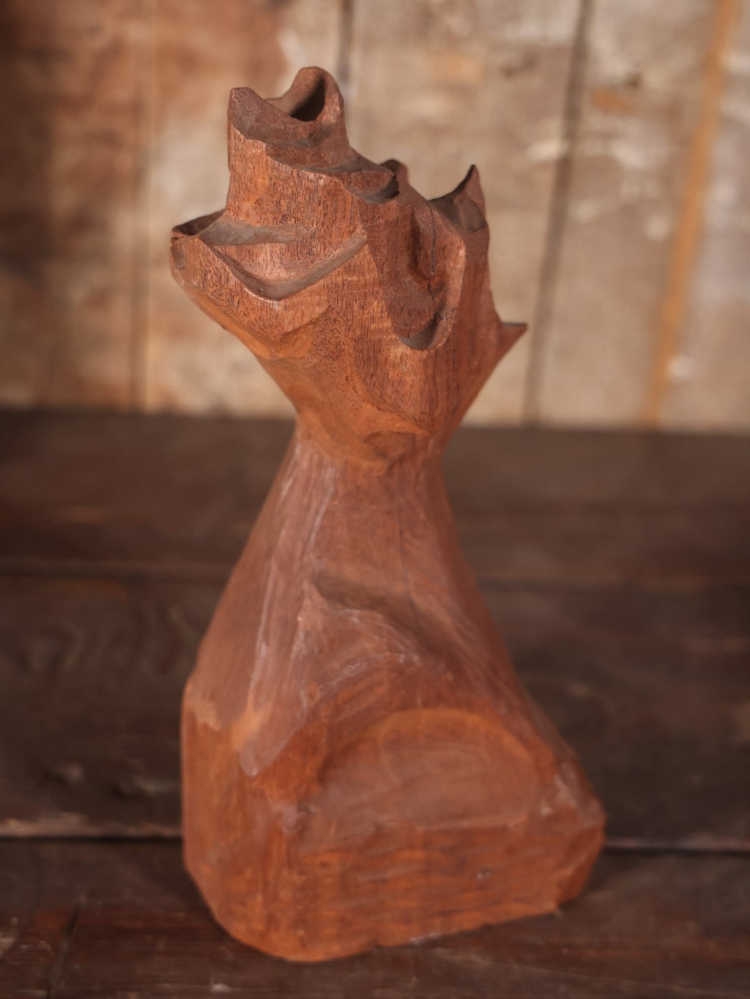 Vintage Abstract Carved Mahogany Wood Sculpture By Diran Dohanian (American, 1931 - 2019)