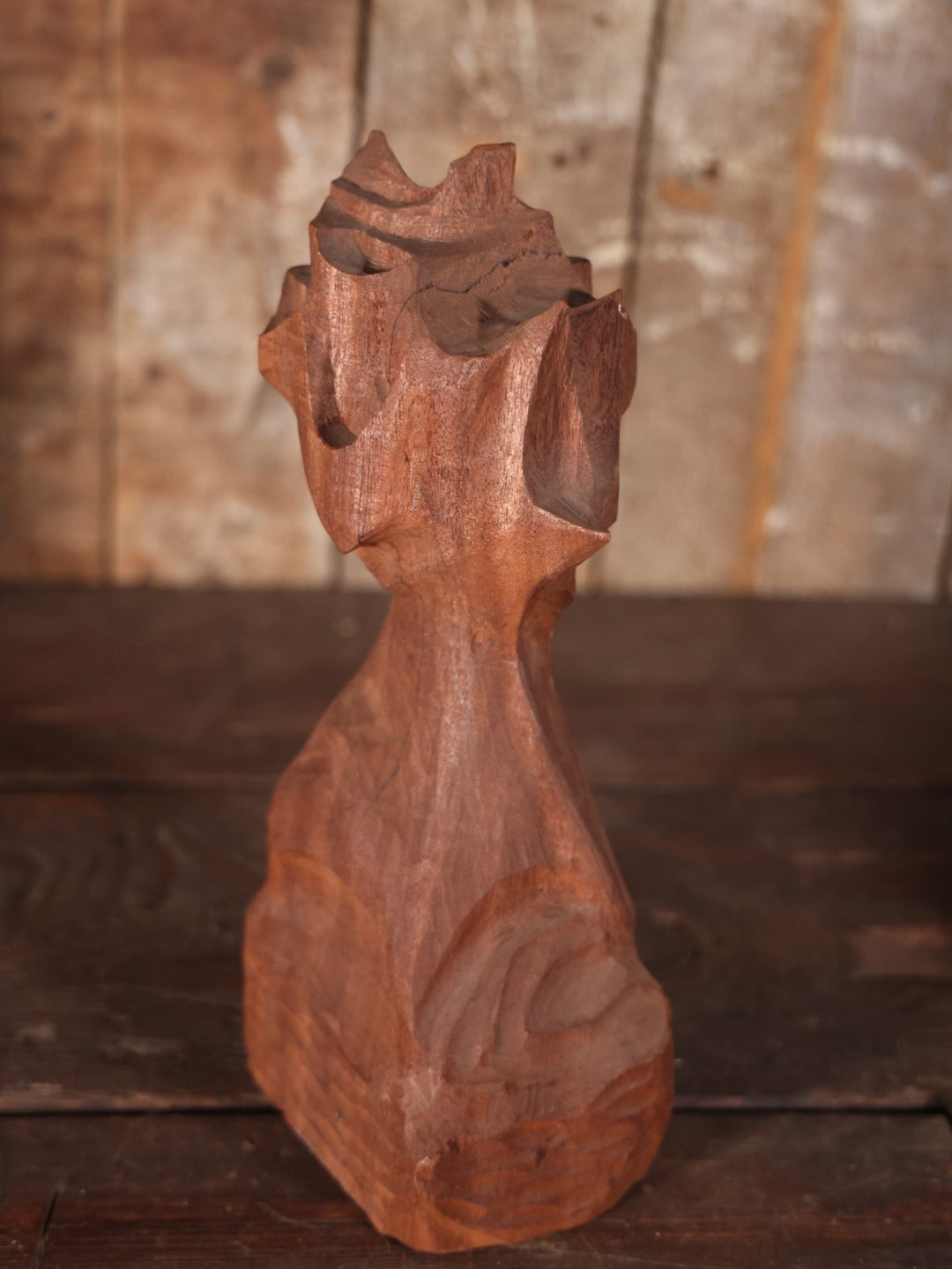 Vintage Abstract Carved Mahogany Wood Sculpture By Diran Dohanian (American, 1931 - 2019)