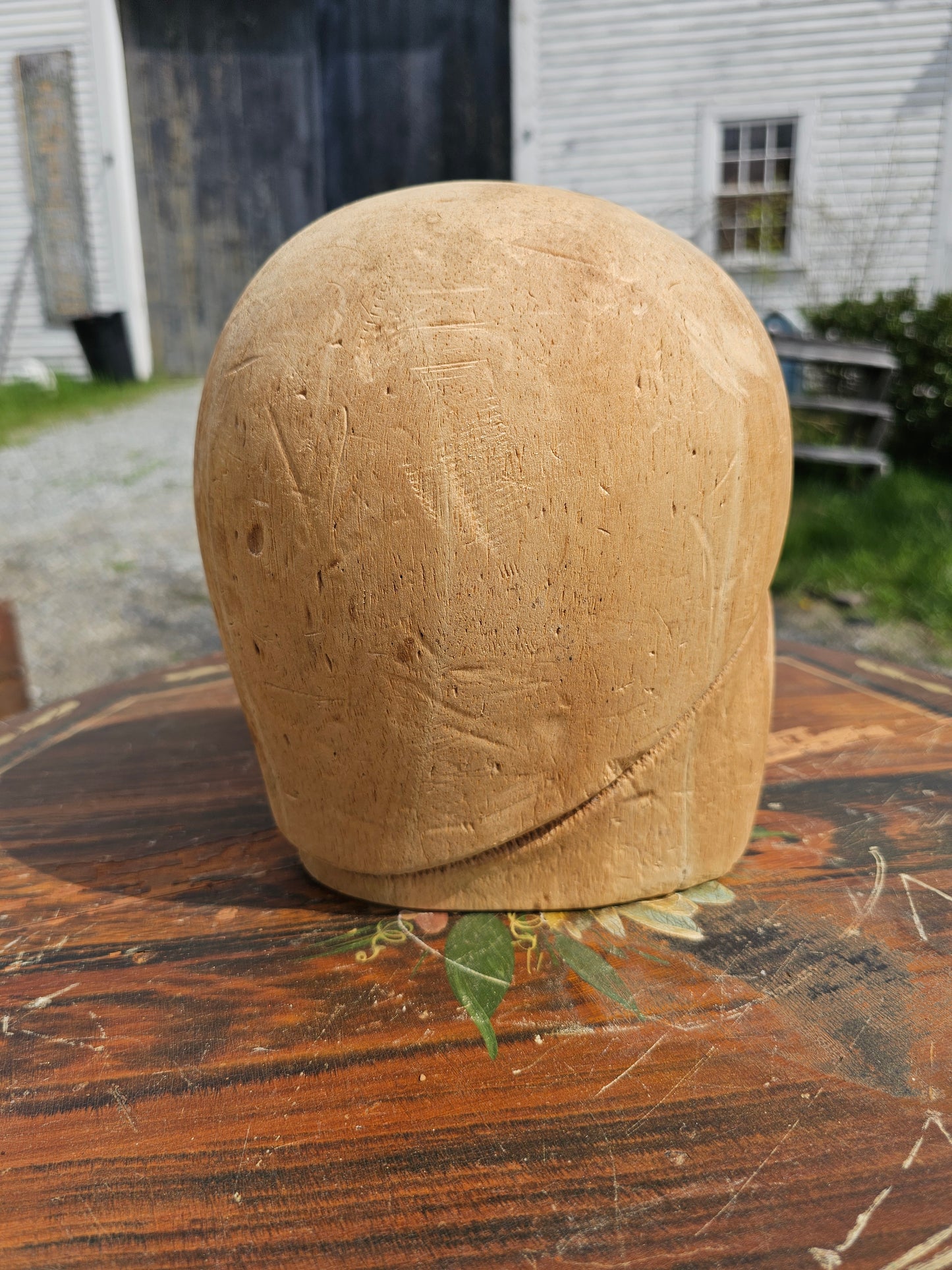 Vintage soft wood head form, hat form