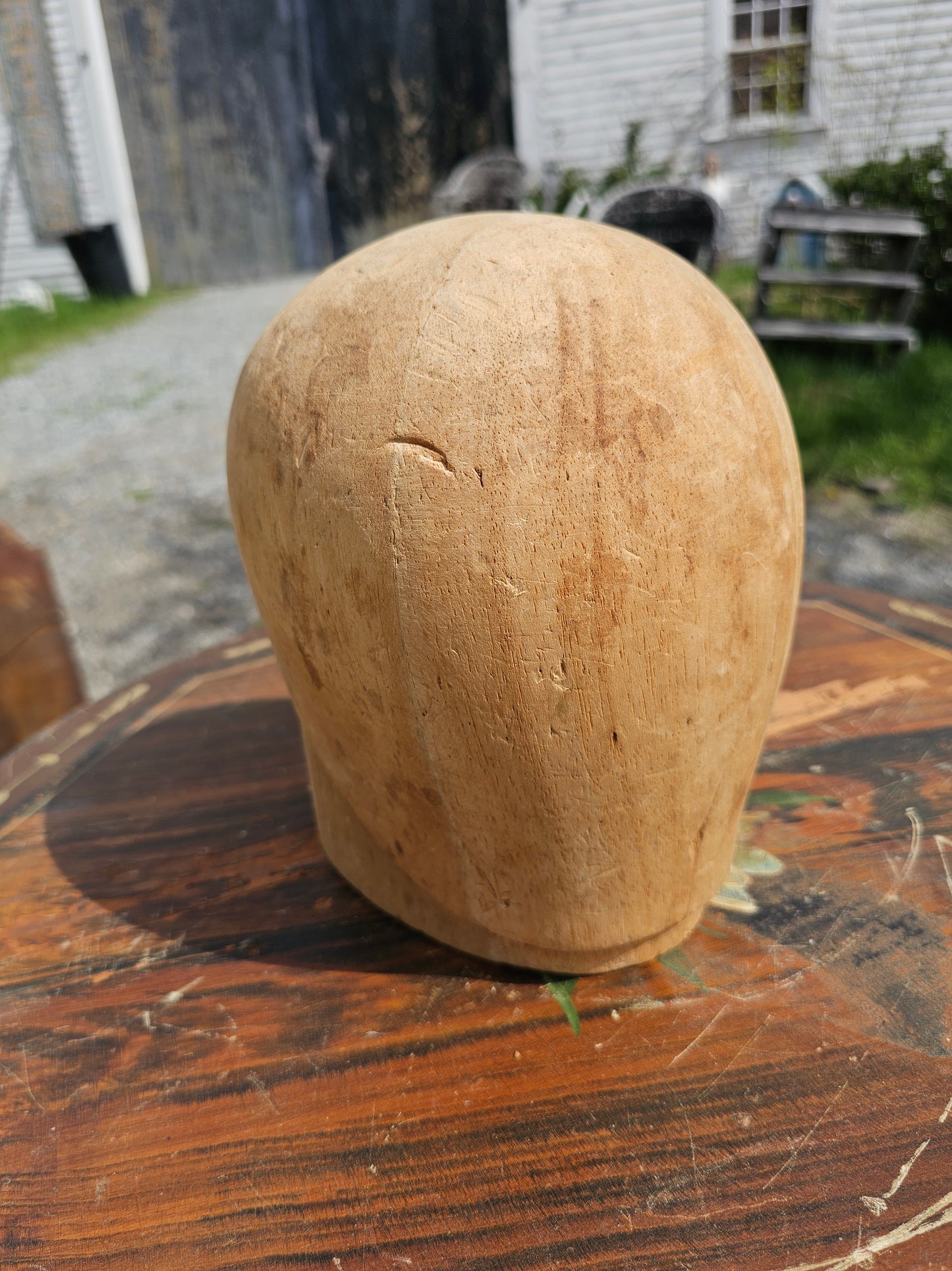 Vintage soft wood head form, hat form