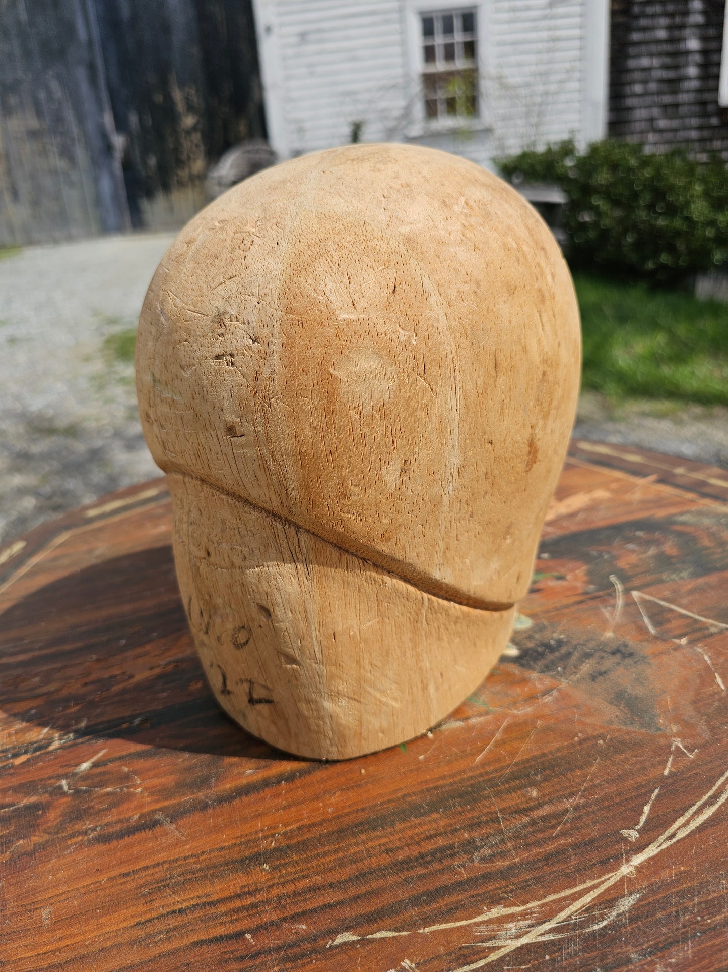 Vintage soft wood head form, hat form