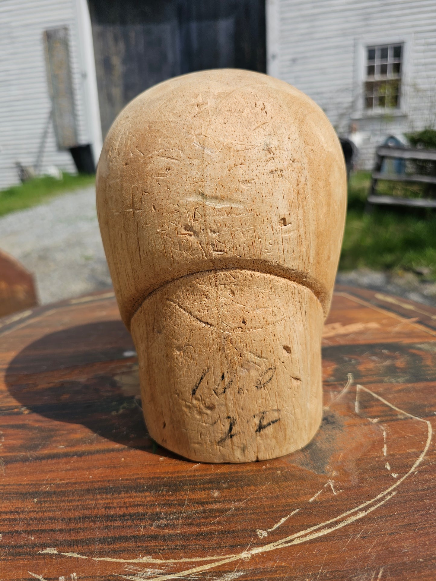 Vintage soft wood head form, hat form