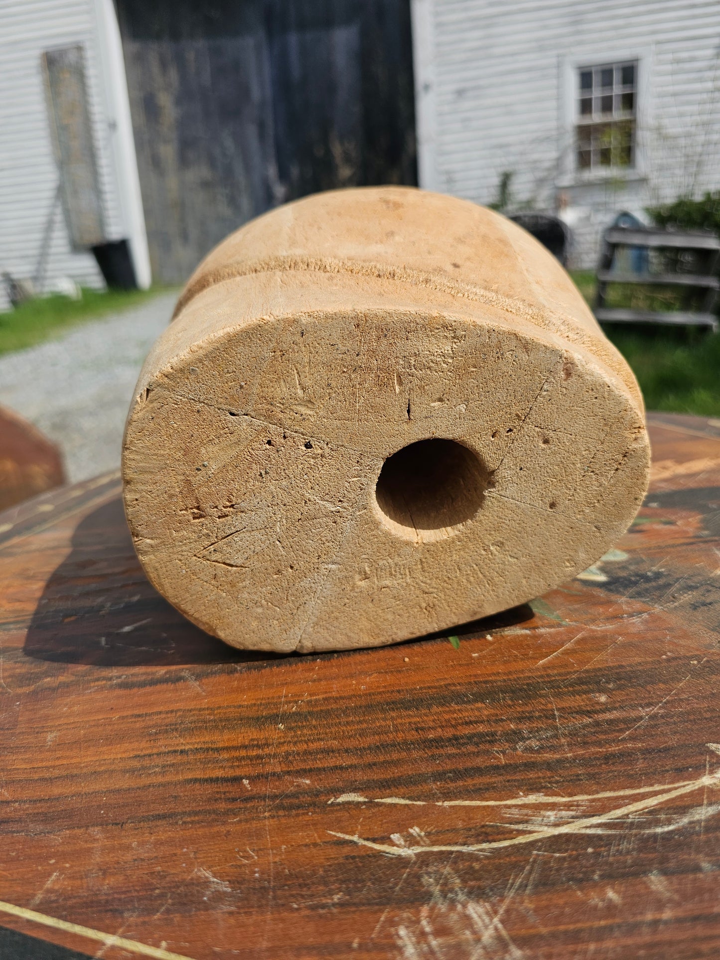 Vintage soft wood head form, hat form