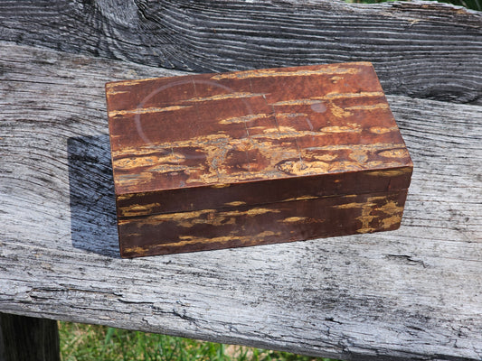 Antique wooden box with interesting veneer